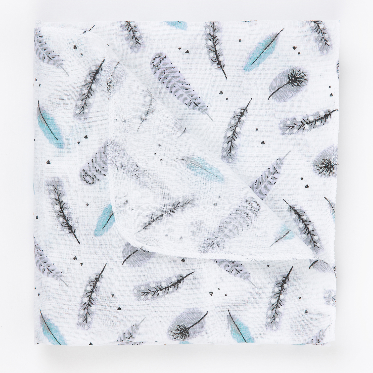 Пелёнка inlovery Буквы/перышки муслин 130x90 см 2 шт. - фото 11