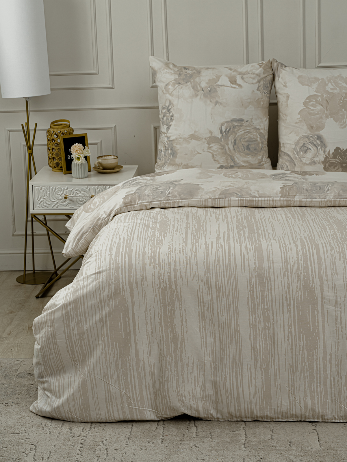 Комплект постельного белья LOVEBERRY Монохромные цветы двуспальный 4 предм. - фото 9