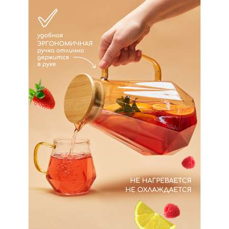 Графин жаропрочный стеклянный Multistore для холодных и горячих напитков 2000 мл