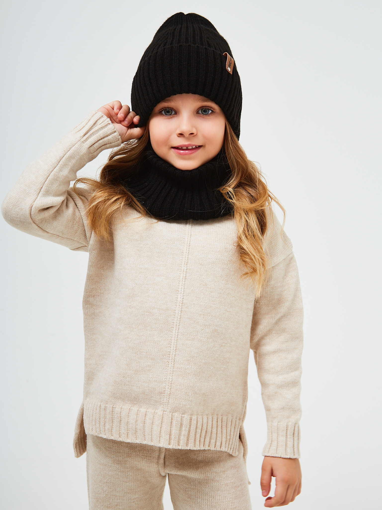 Шапка и снуд NYCkids NYC-H-53-poloski-blackG - фото 10