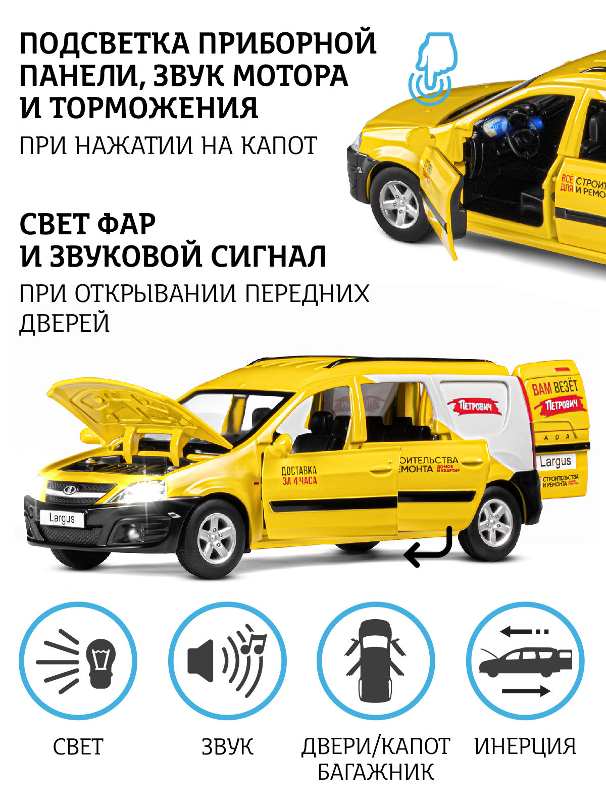 Автомобиль АВТОпанорама LADA Largus 1:24 JB1251514 - фото 2