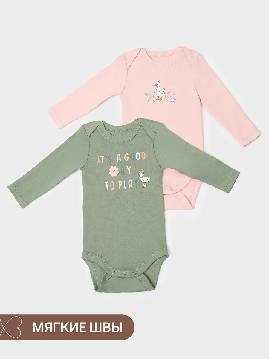 Боди 2 шт Mark Formelle (Марк Формэль) 13016-2/св.розовый +зеленый +печать - фото 10