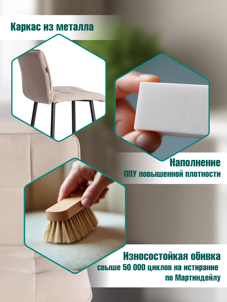 Стул TETCHAIR велюр бежевый - фото 3