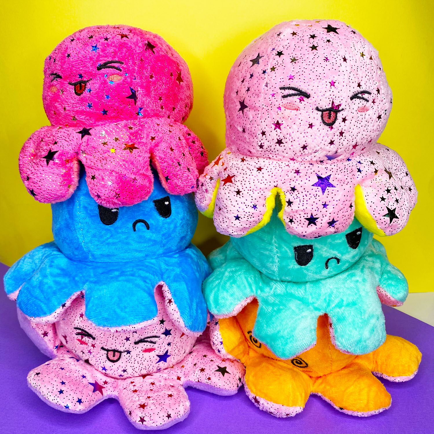 Мягкая игрушка MINI-TOYS вывернушка Осьминог двусторонний. Жёлтый-розовый - фото 4