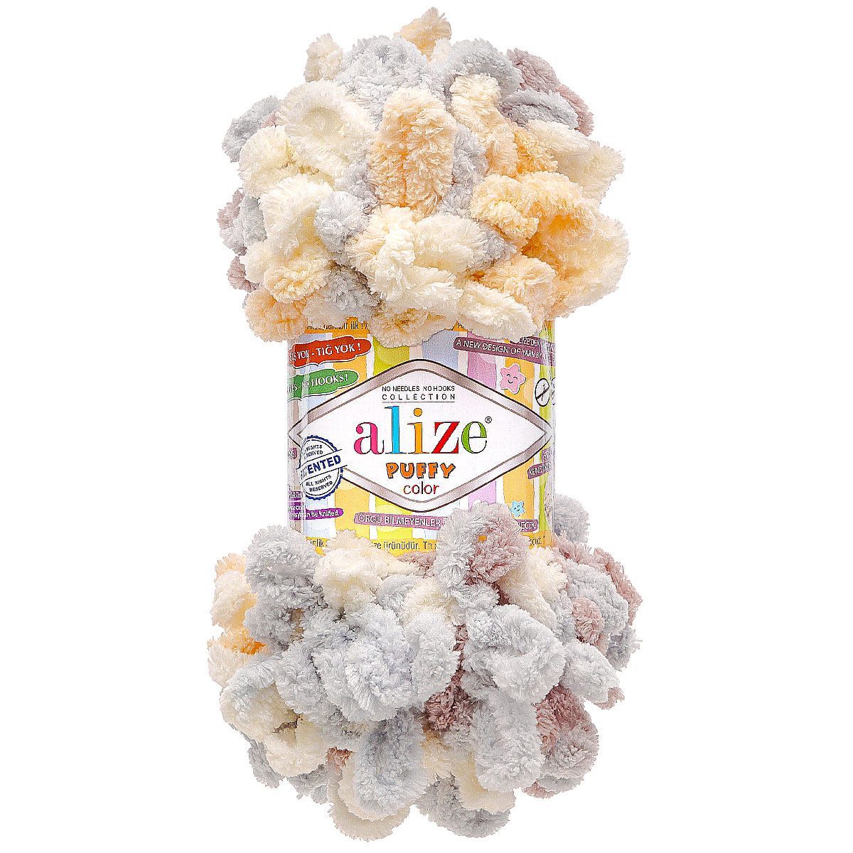 Пряжа для вязания Alize puffy color 100 г 9 м микрополиэстер плюшевая мягкая 6463 секционный 5 мотков - фото 4