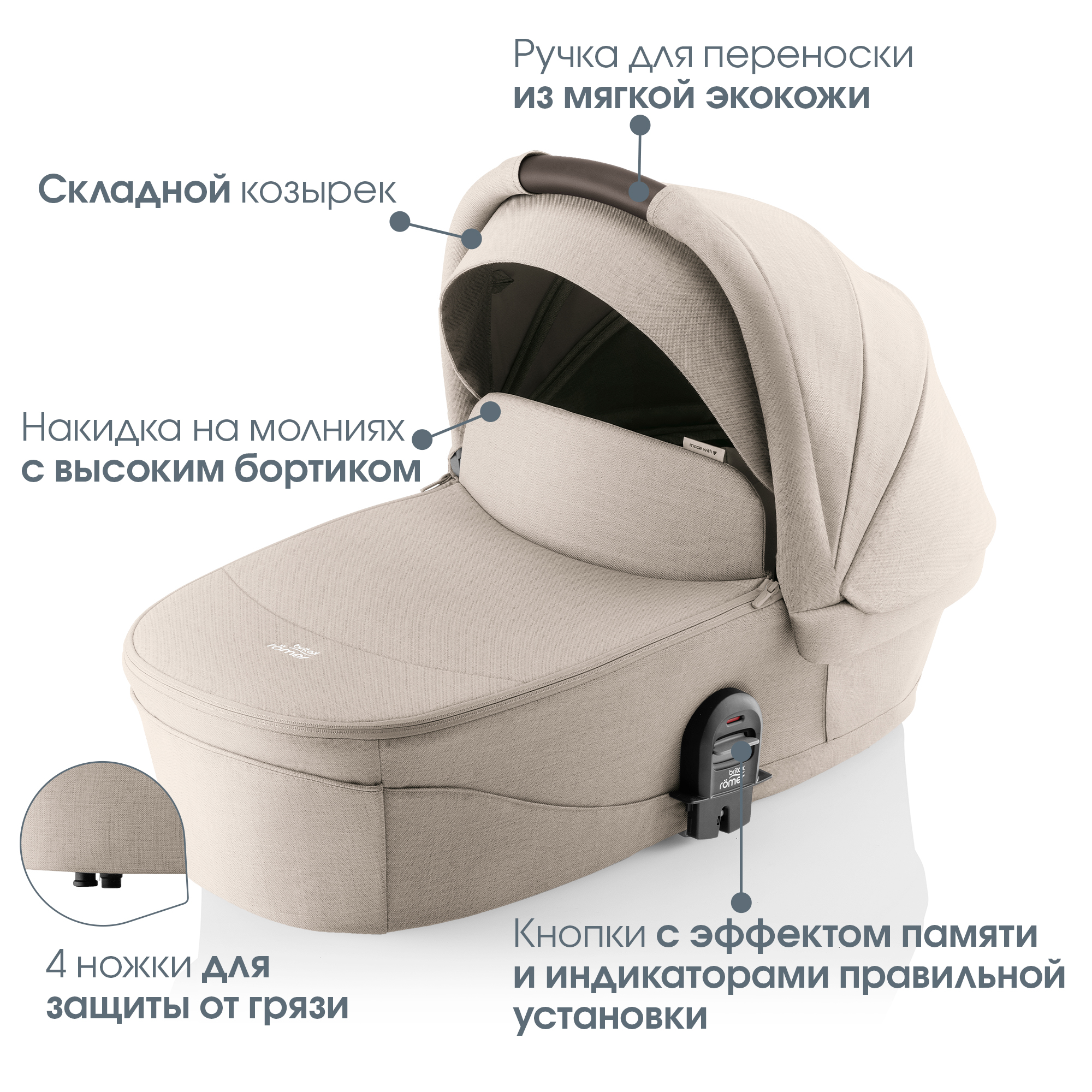 Коляска 2в1 Britax Roemer Smile 5Z Style Teak 0+ бежевый - фото 4
