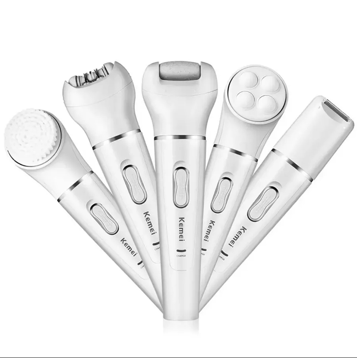 Эпилятор 5 в 1 беспроводной с насадками CASTLELADY депилятор массажер триммер пилинг щетка для очищения кожи - фото 1