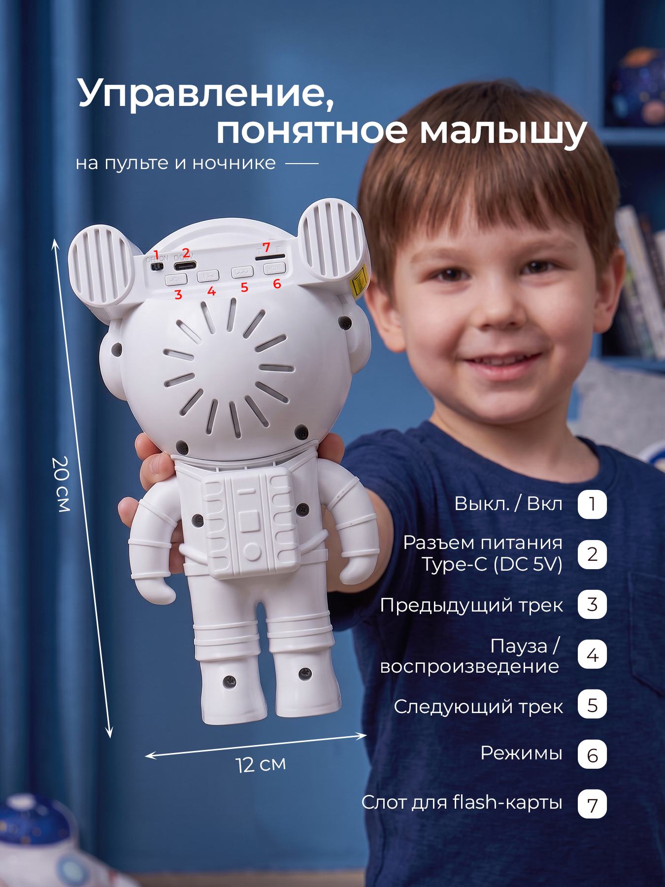Игрушка ночник, проектор Хевель космонавт в ассортименте - фото 7