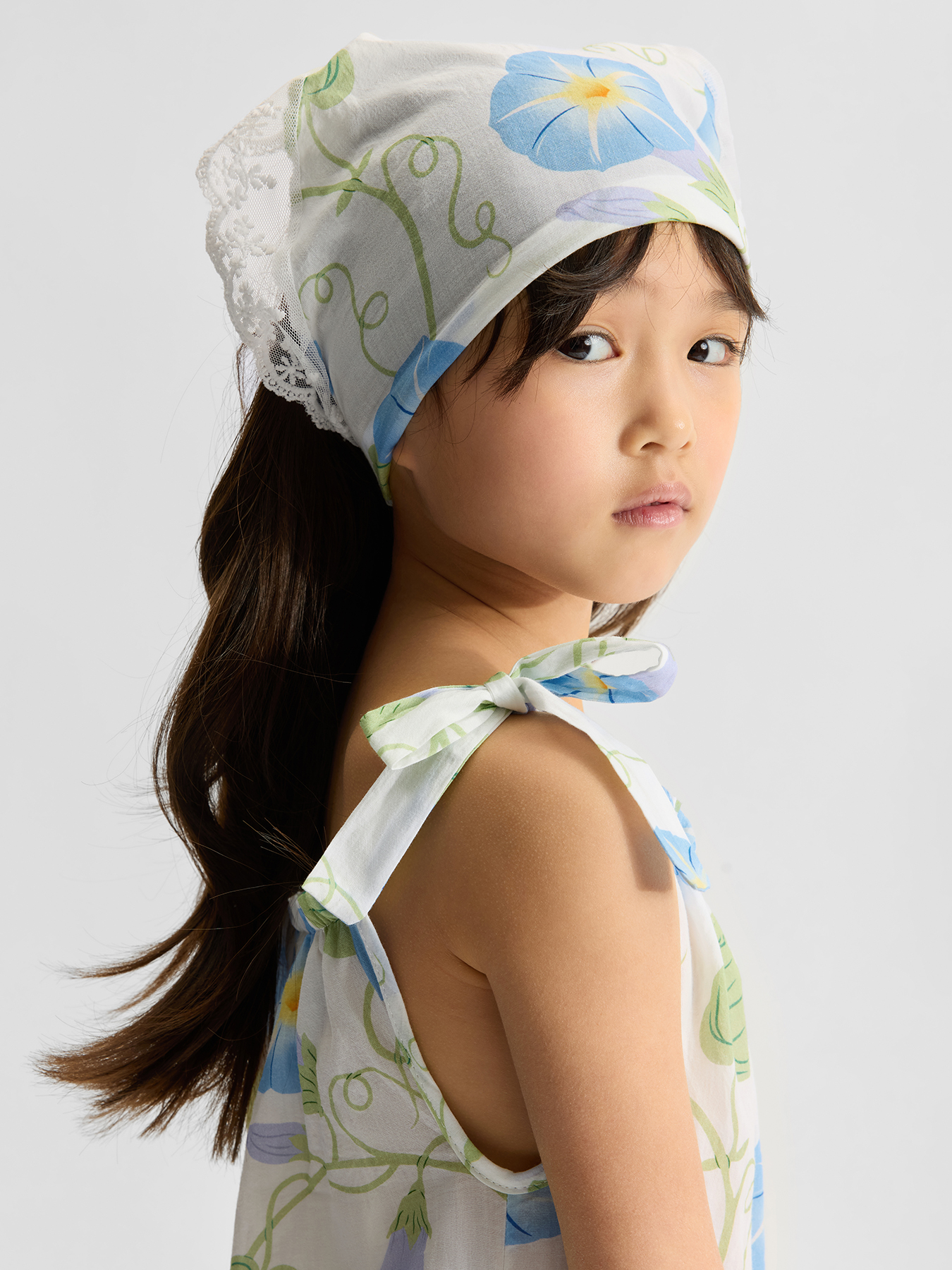 Повязка на голову Happy Baby 88263-0_milky-blue (flowers) - фото 1