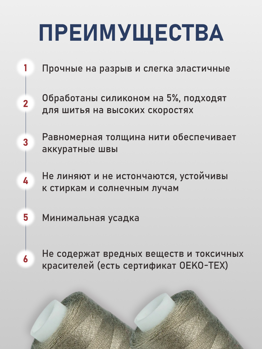 Нитки для шитья 40/2 Bestex 10шт цв 164 - фото 3