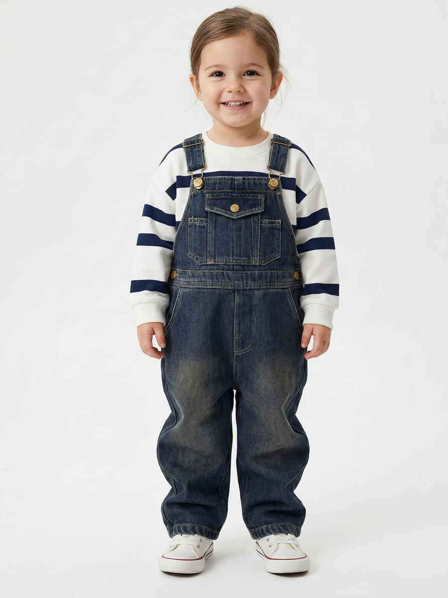 Изображение товара Детский утепленный джинсовый полукомбинезон iUkoworld для 98 размера