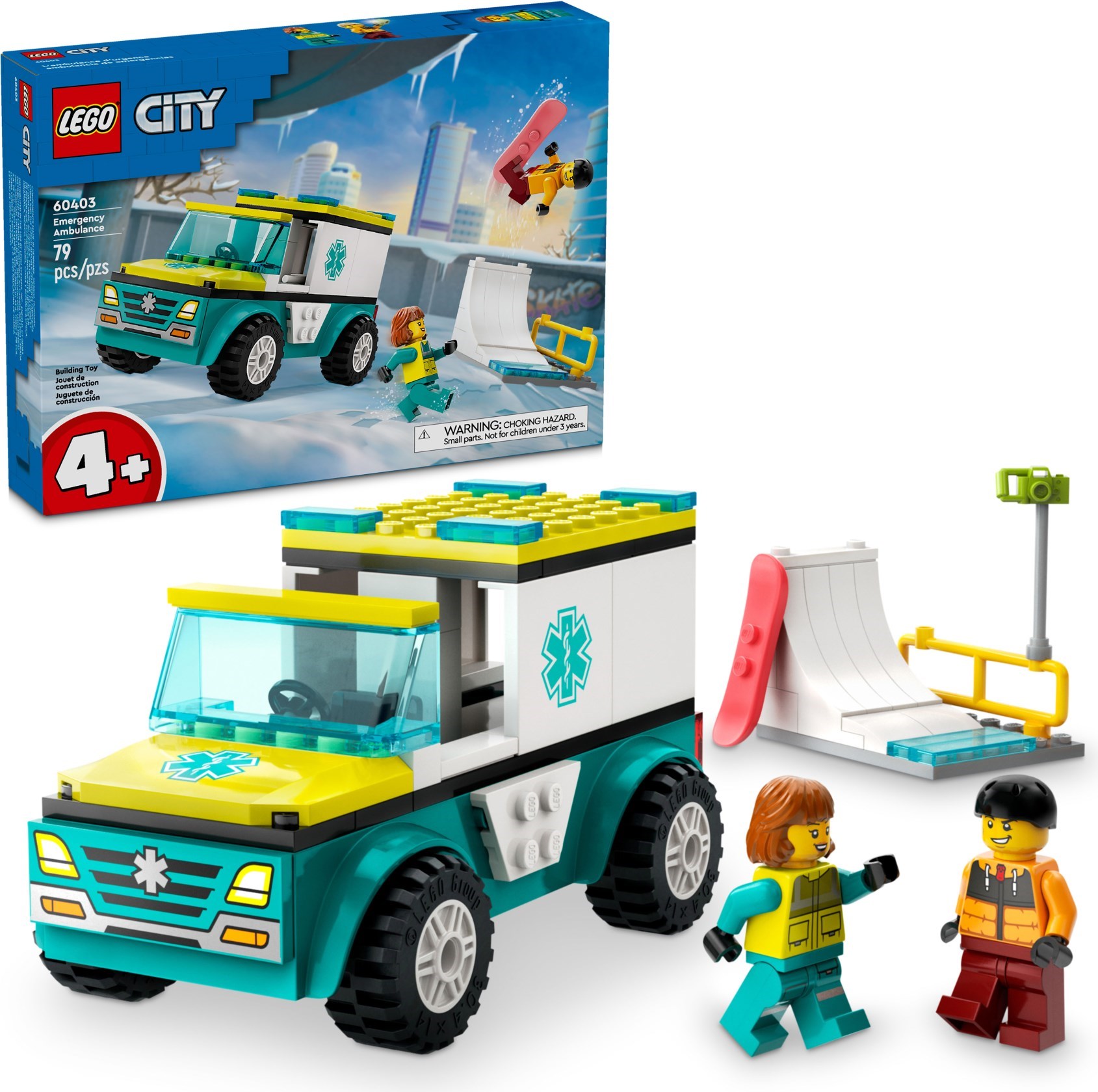 Изображение товара Конструктор LEGO City Скорая помощь и сноубордист 57 деталей для творческих игр Изображение товара Конструктор LEGO City Скорая помощь и сноубордист 57 деталей для творческих игр