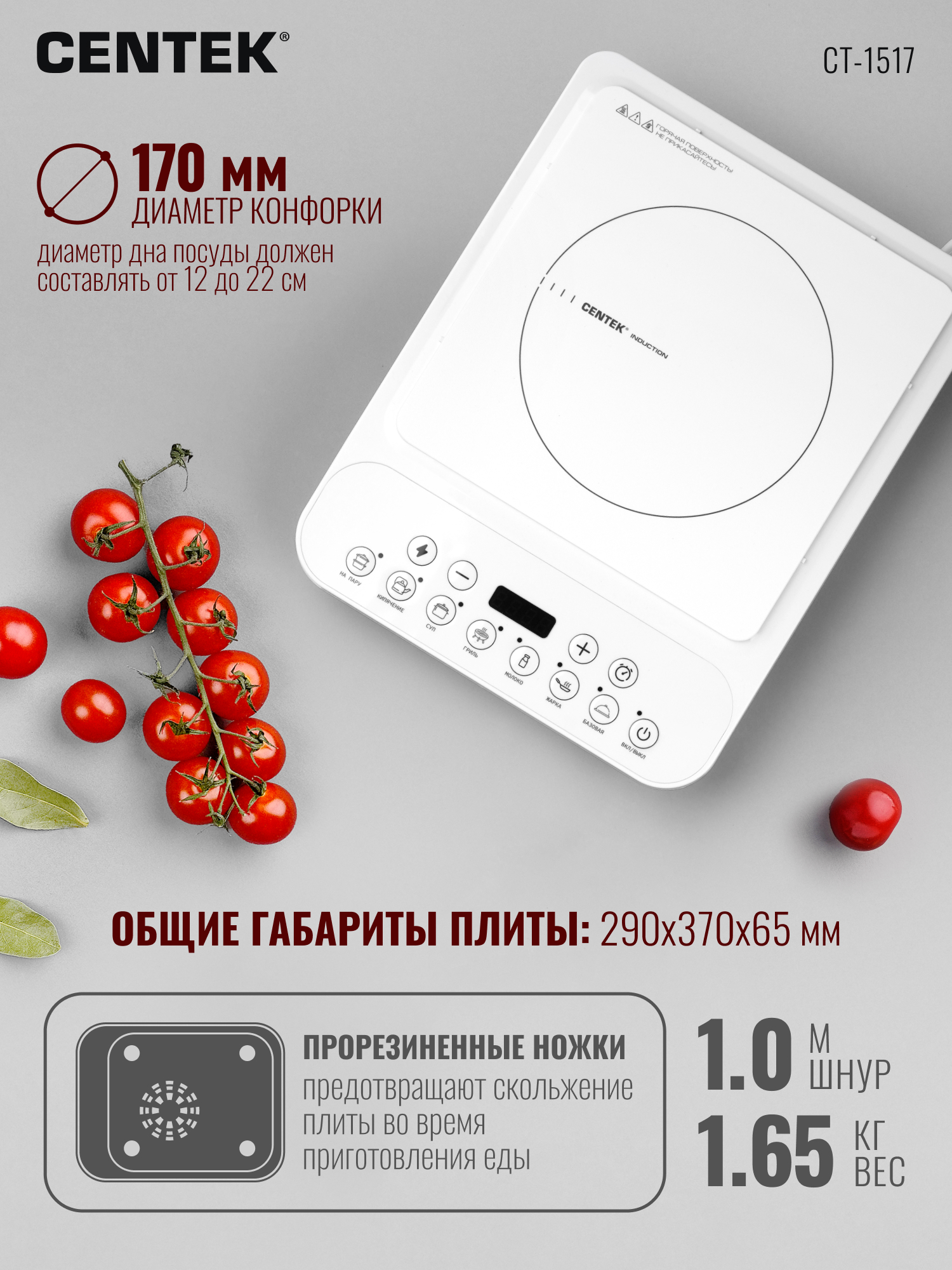 Плитка индукционная CENTEK CT-1517 - фото 6