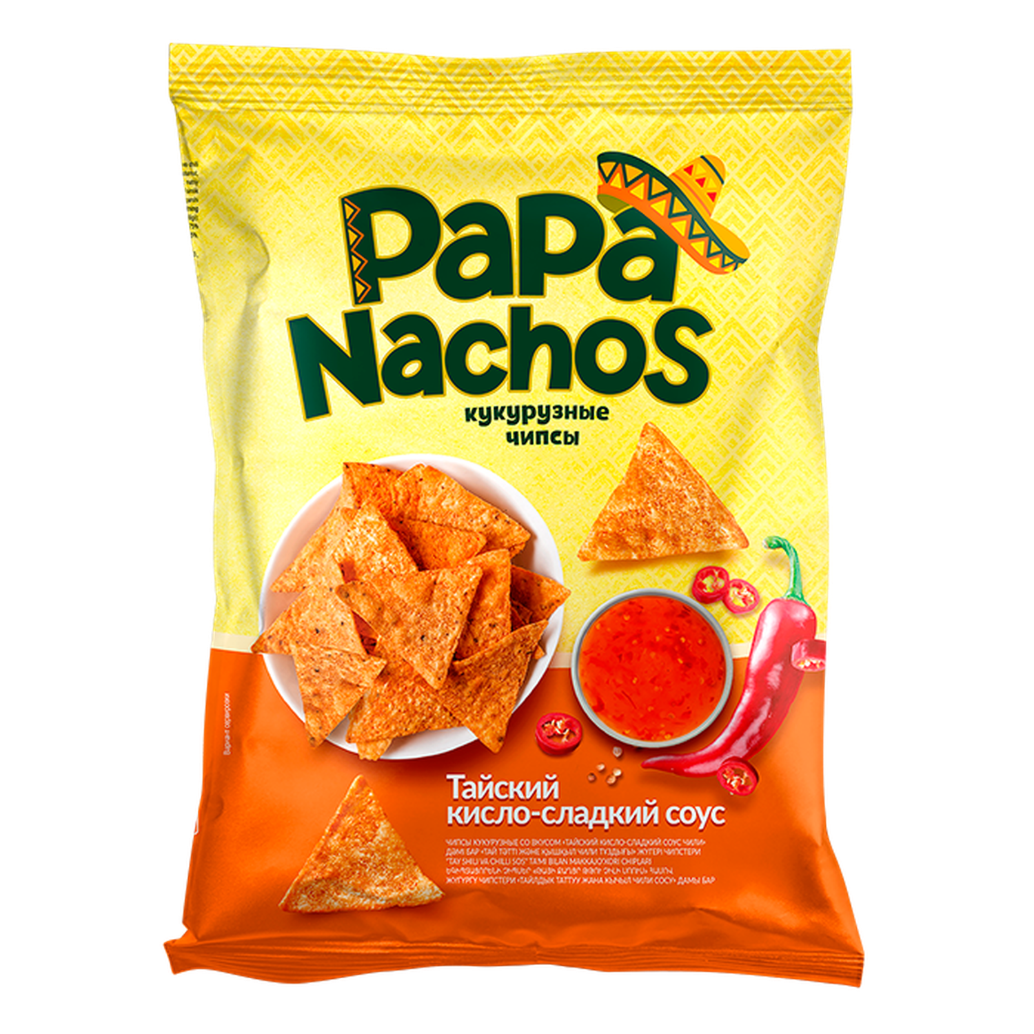 Чипсы кукурузные Papa Nachos тайский кисло-сладкий соус чили 150г - фото 1