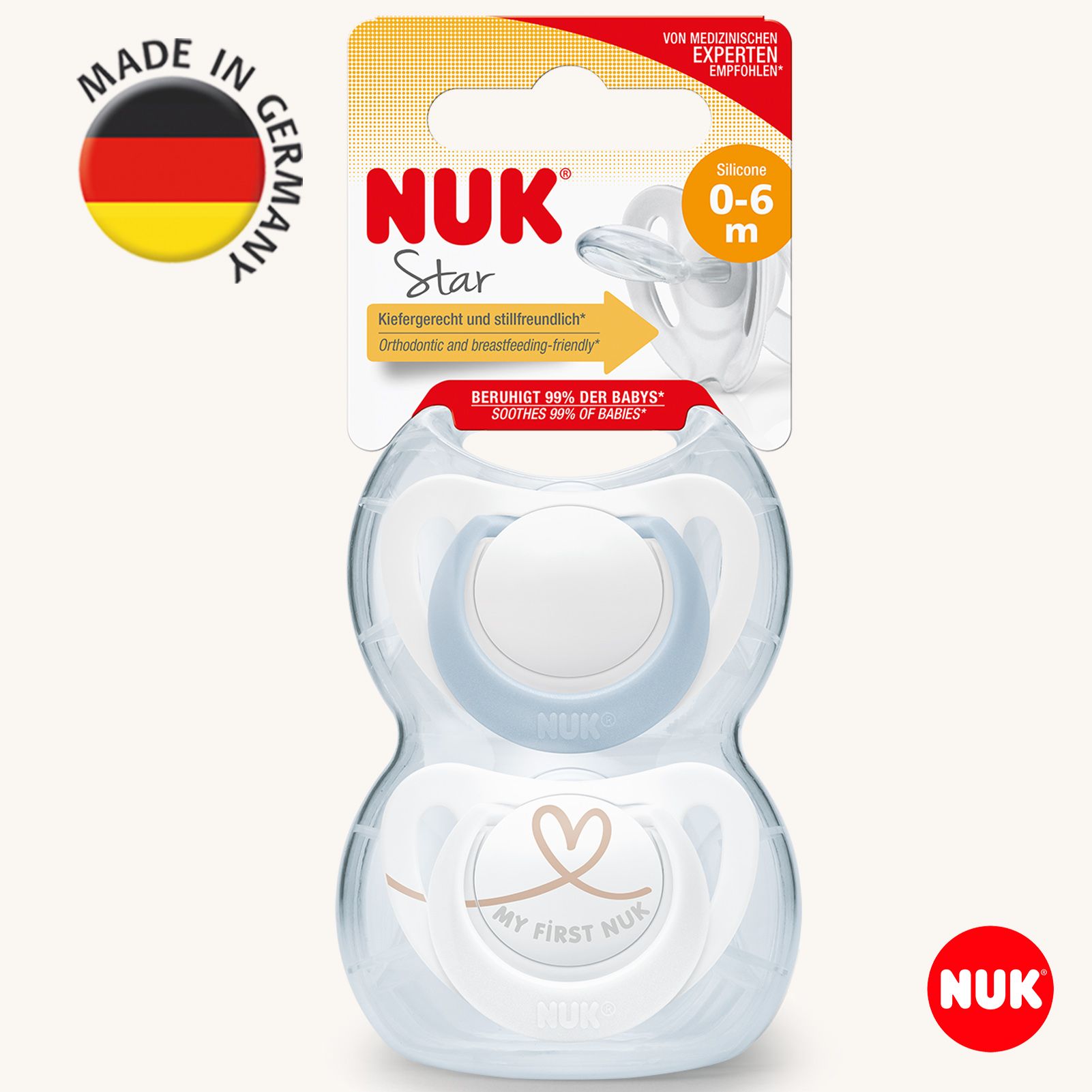 Пустышка Nuk силикон ортодонтическая от 0 мес. 2 шт. - фото 1