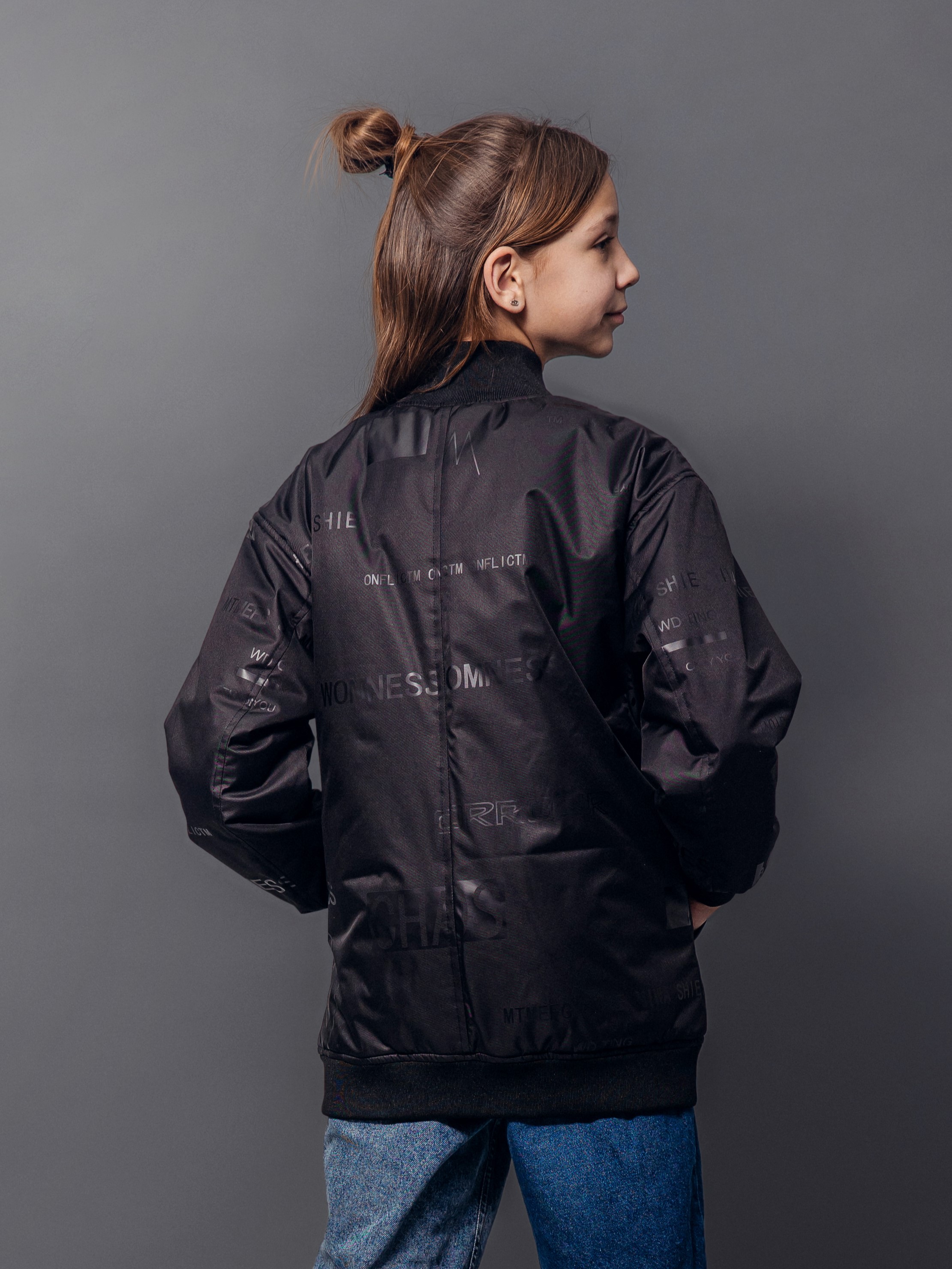 Бомбер Аврора 1043-Д/черный-принт - фото 2