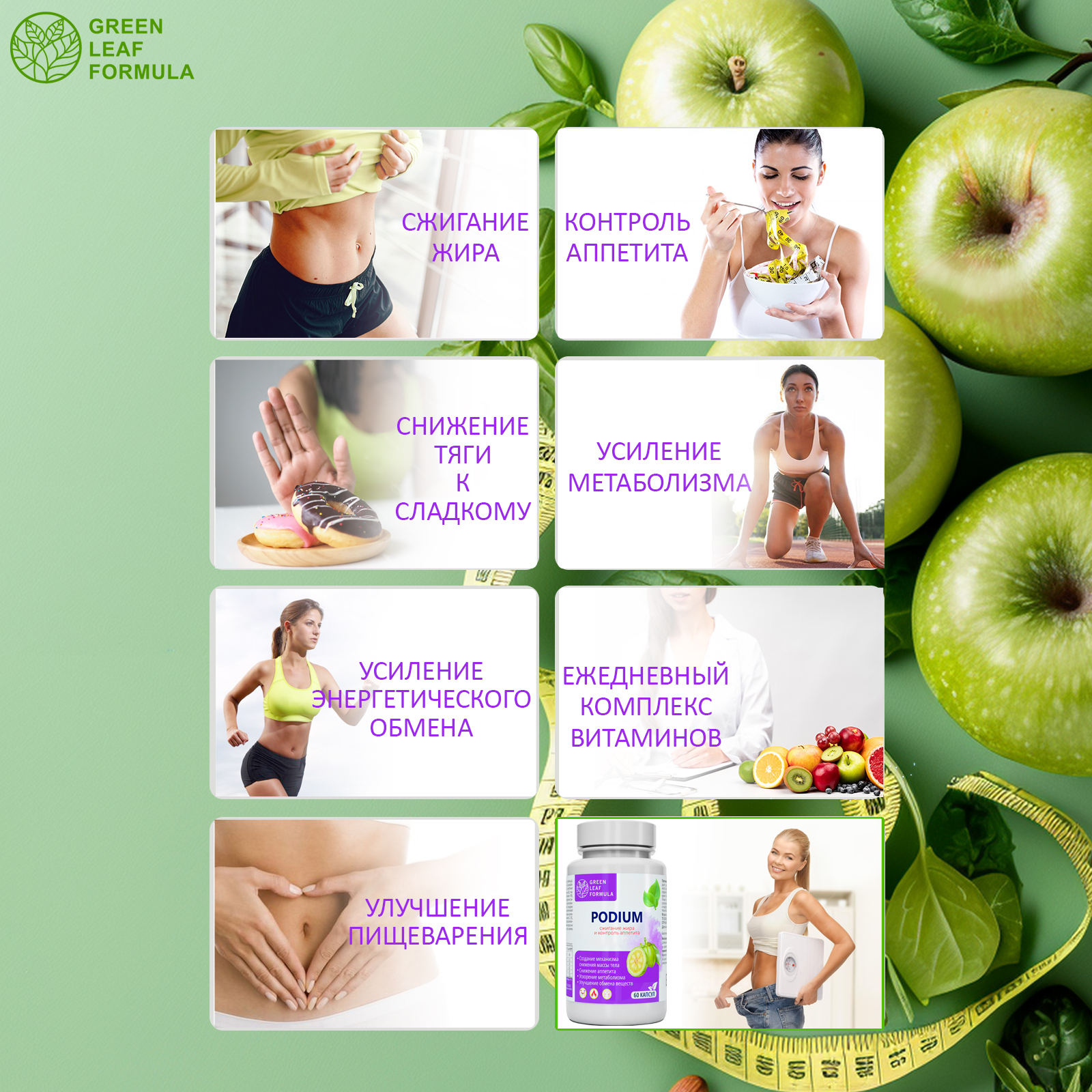 Таблетки для похудения Green Leaf Formula жиросжигатель для похудения для женщин и мужчин блокатор аппетита - фото 7