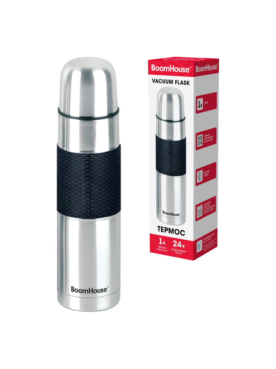 Термос BoomHouse для чая и кофе 1 литр из нержавеющей стали походный - фото 3