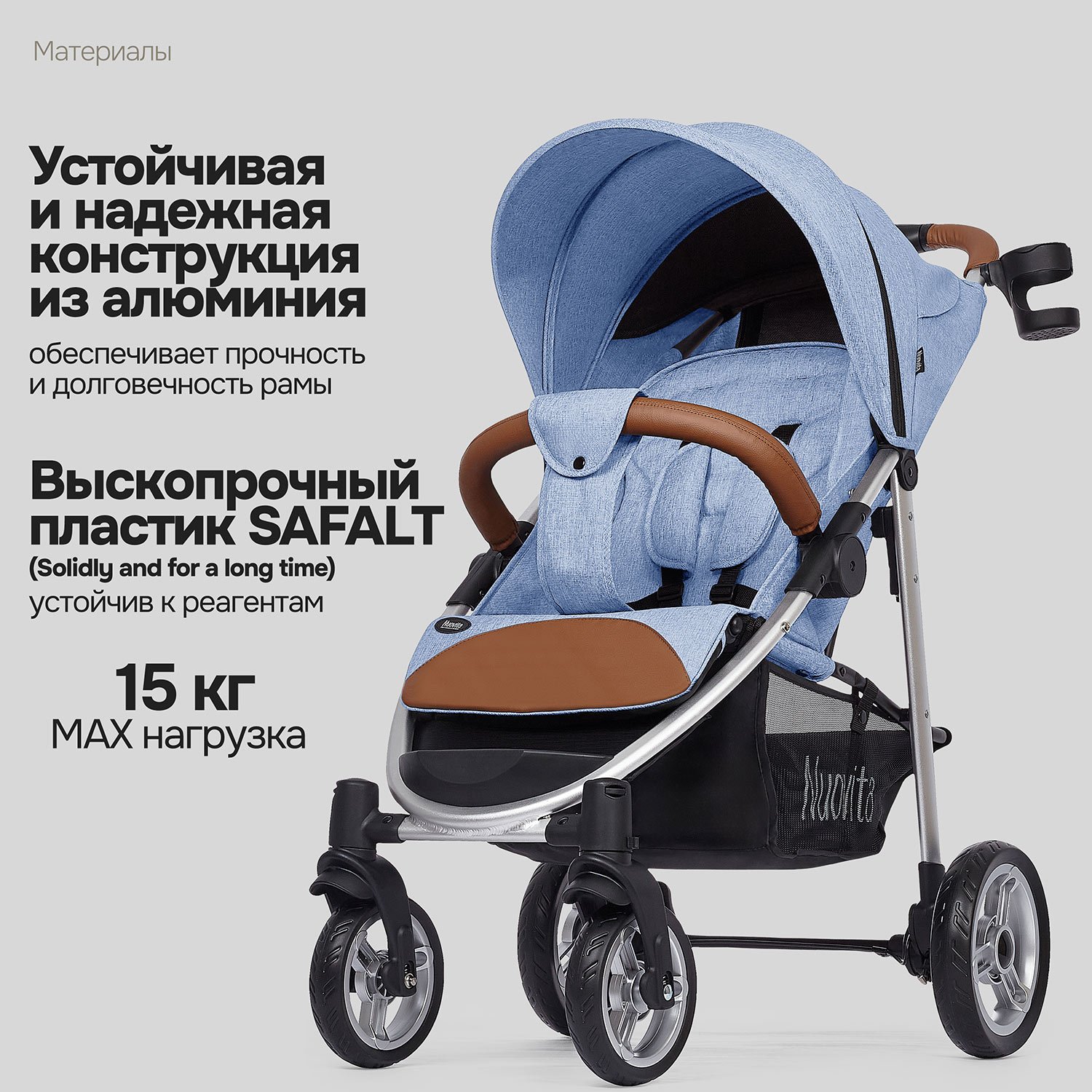 Коляска прогулочная Nuovita Corso голубой - фото 19