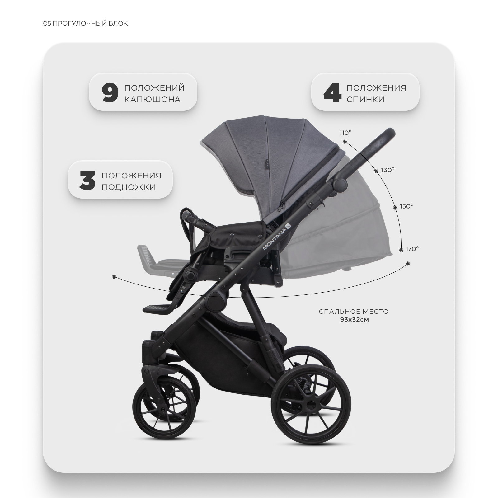 Коляска 3в1 Riko Basic Montana X серый - фото 6