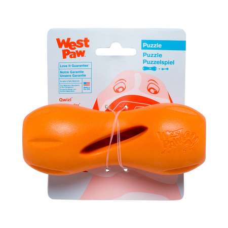 Игрушка для собак West Paw Zogoflex Qwizl Гантеля для лакомств S Оранжевая