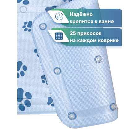 Коврик для ванны VILINA c присосками для животных 43х90 см. голубой