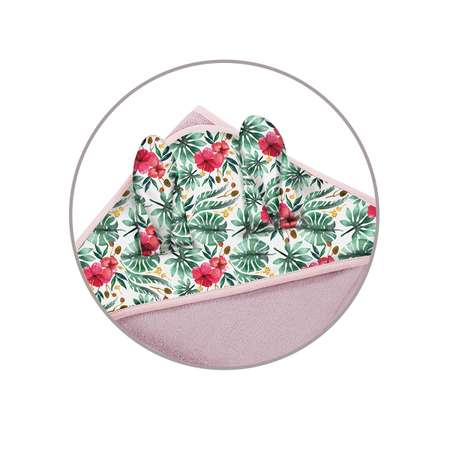 Полотенце Babyono детское махровое с капюшоном Bunny Ears 100x100 см розовое