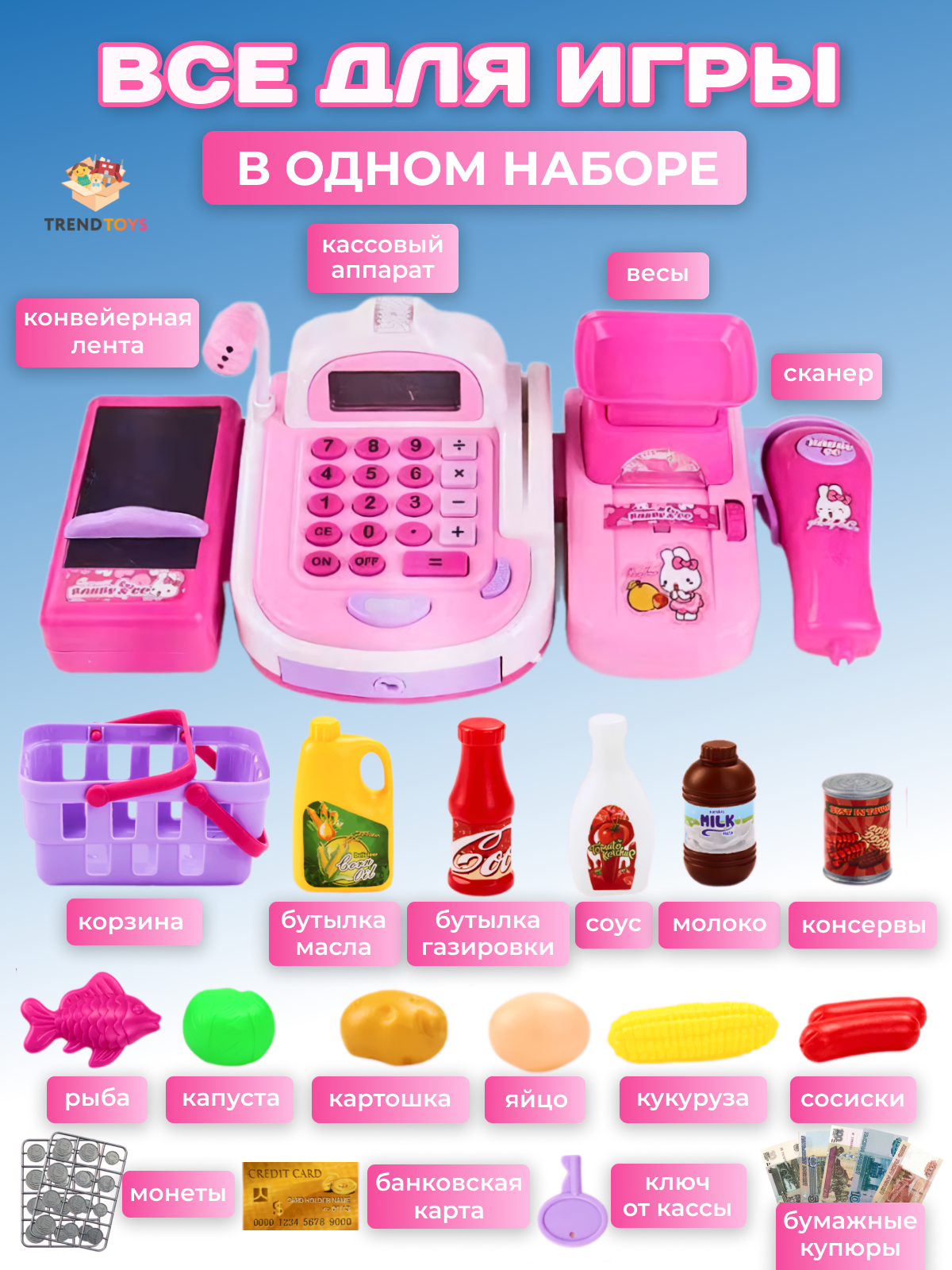 Игровой набор TrendToys касса, продукты - фото 3