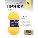Пряжа Astra Premium Галатея акриловая 100 г 250 м 12 лимонный 3 мотка
