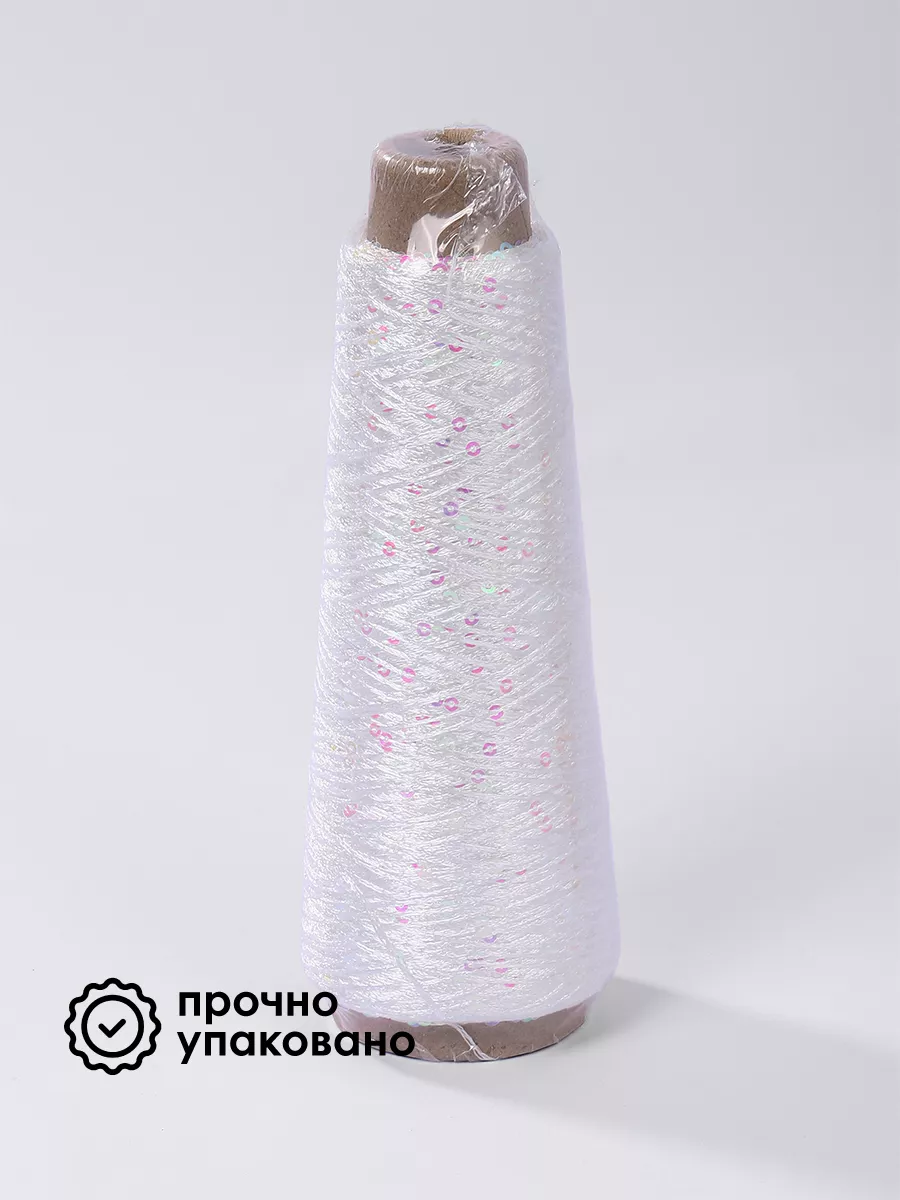 Пряжа для вязания Magic 4 Hobby белая с розовыми пайетками 700 м - фото 6