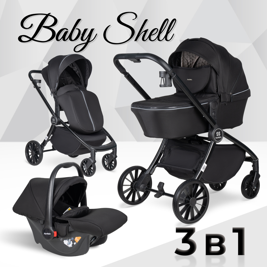 Коляска 3в1 Farfello Baby shell серый - фото 1
