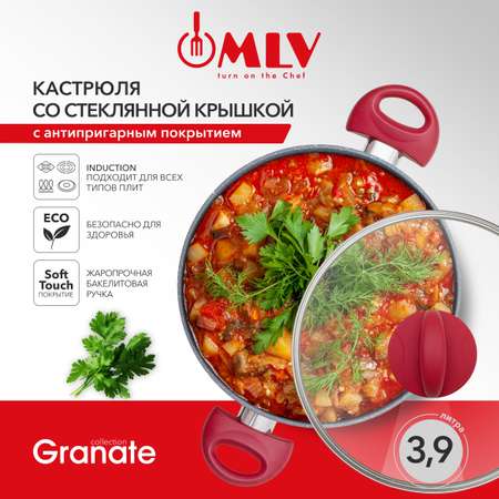 Кастрюля для индукционных плит с крышкой Moulin Villa Granate 3,9 литра
