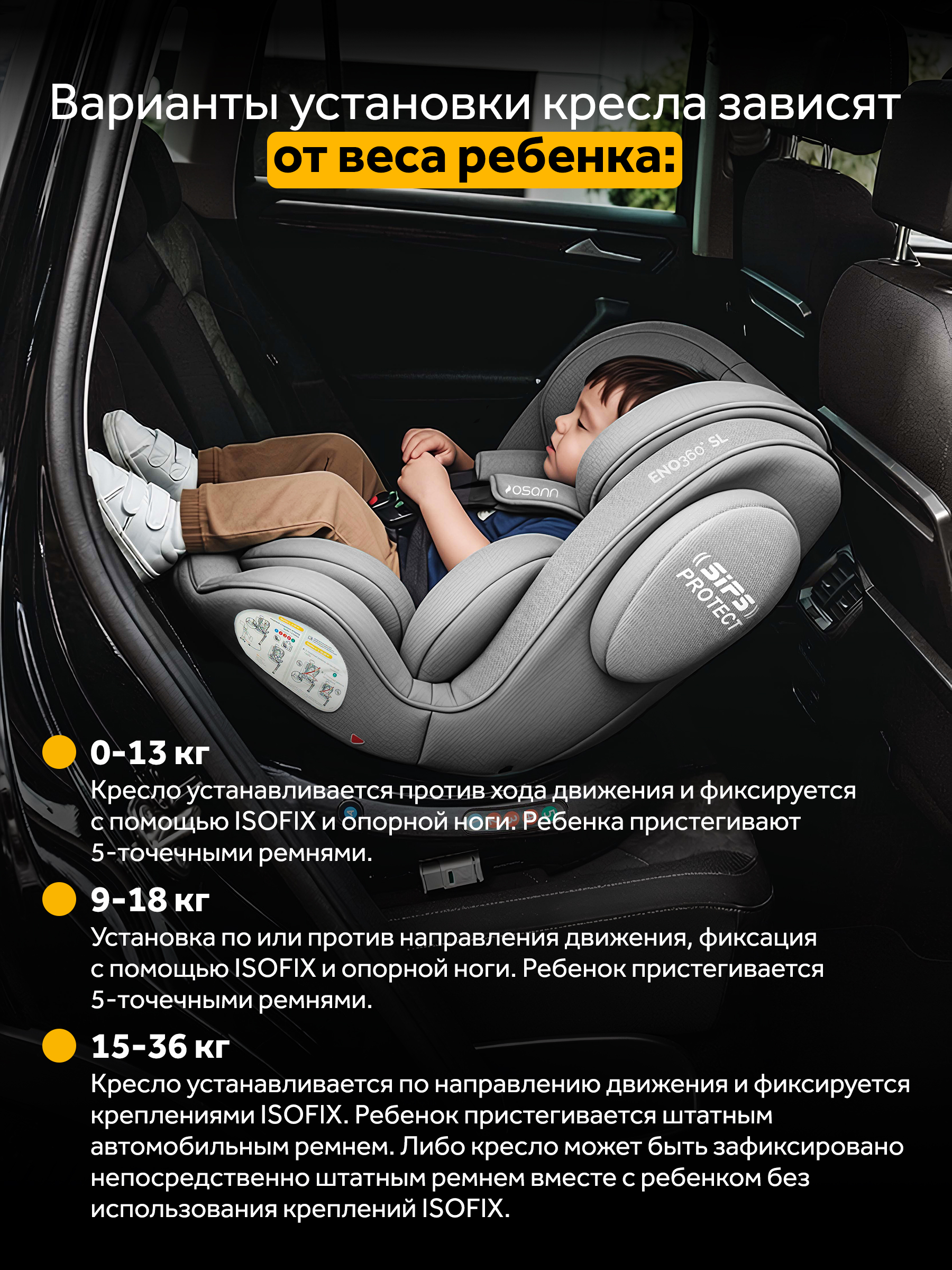 Автокресло Osann Eno 360 Iron 0-36 кг Isofix 0+/1/2/3 (0-36 кг) серый - фото 7