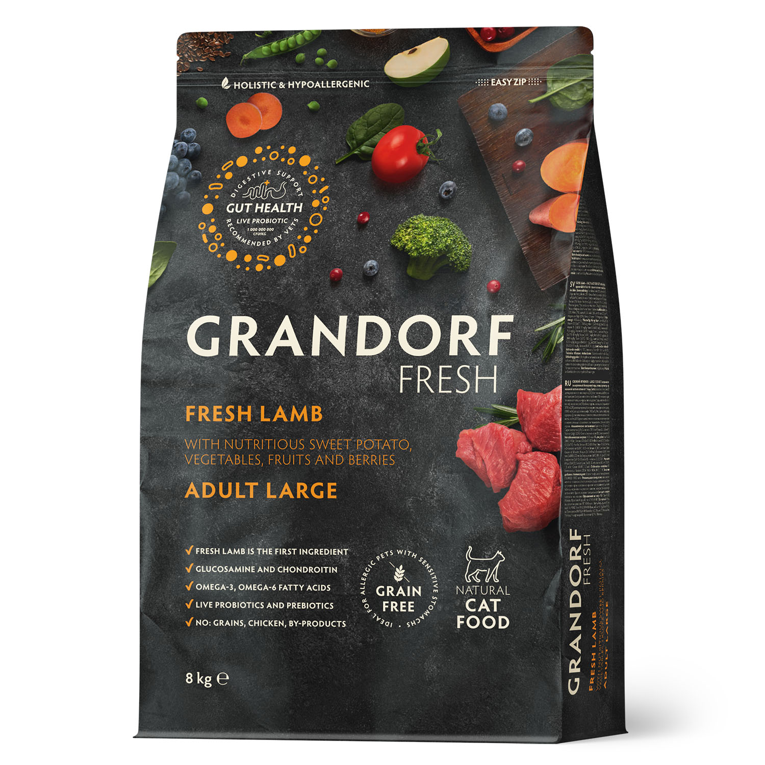 Корм для крупных кошек GRANDORF FRESH ягненок с бататом 8кг - фото 1