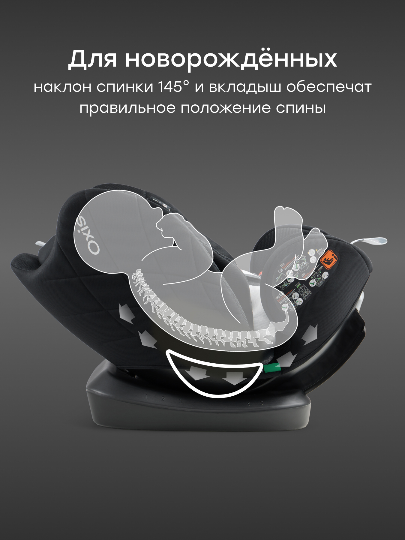 Автокресло Happy Baby Oxis 0+/1/2/3 (0-36 кг) черный - фото 5