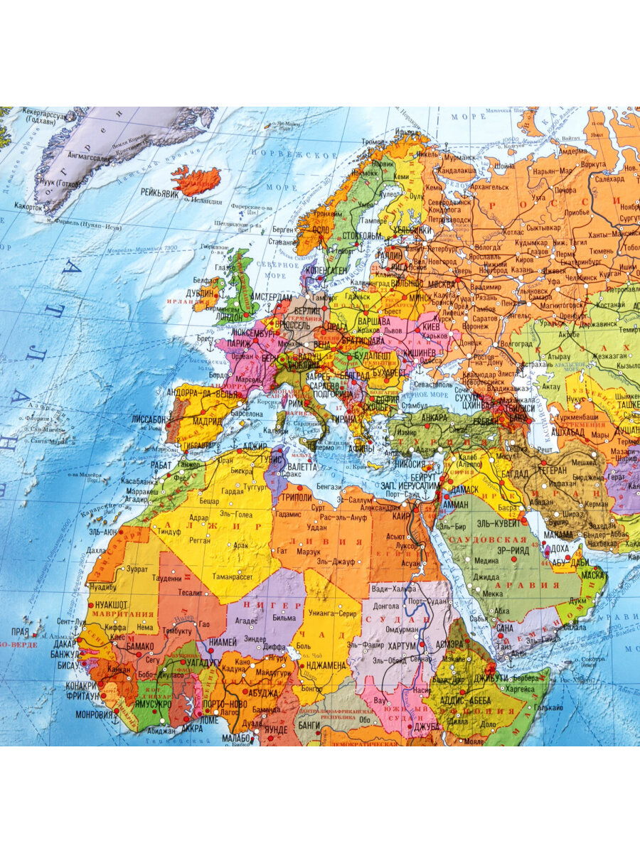 Карта мира Brauberg политическая 101х70 см 1:32М с ламинацией интерактивная новые границы РФ - фото 8