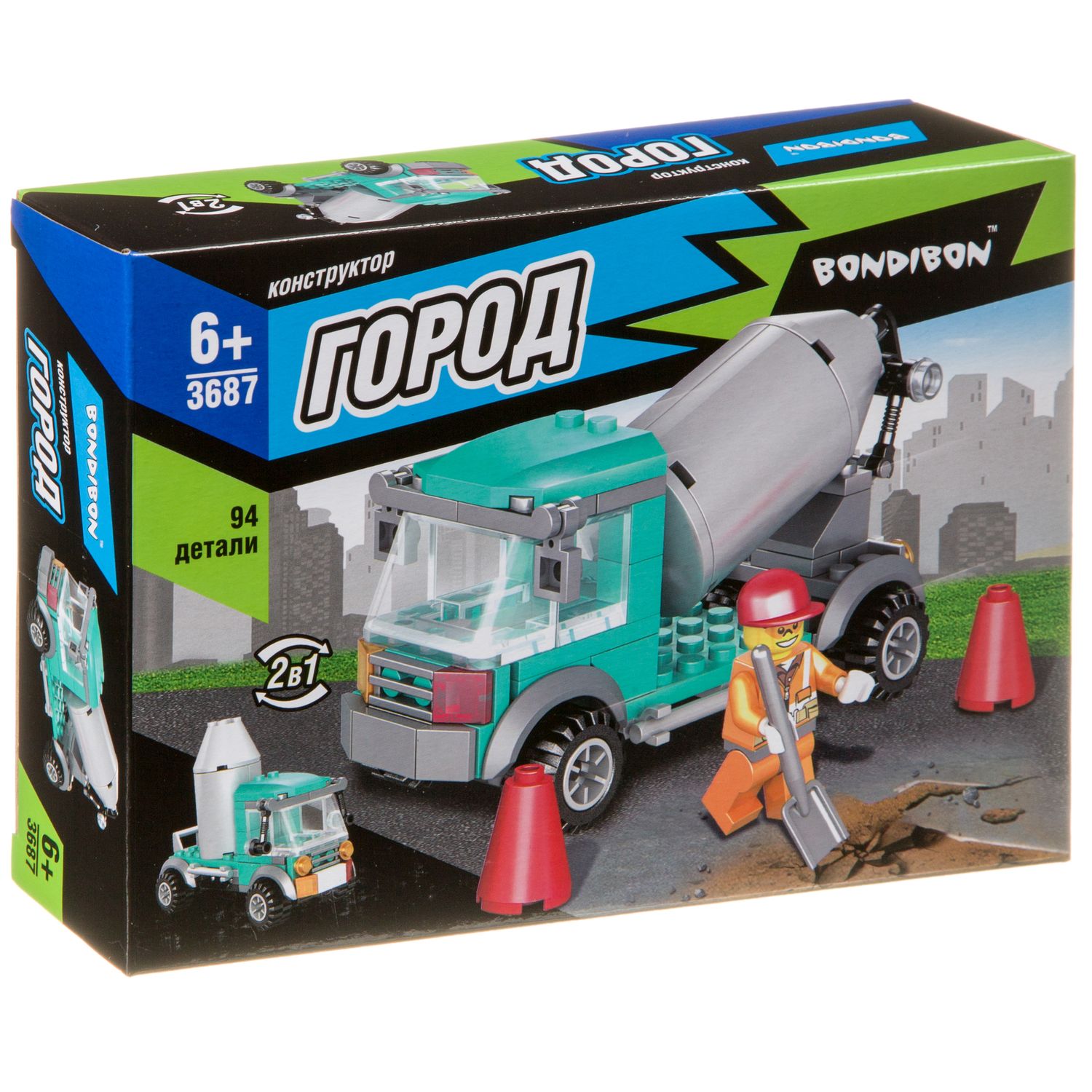 Конструктор Bondibon Город Бетономешалка 2в1 94 дет. - фото 3