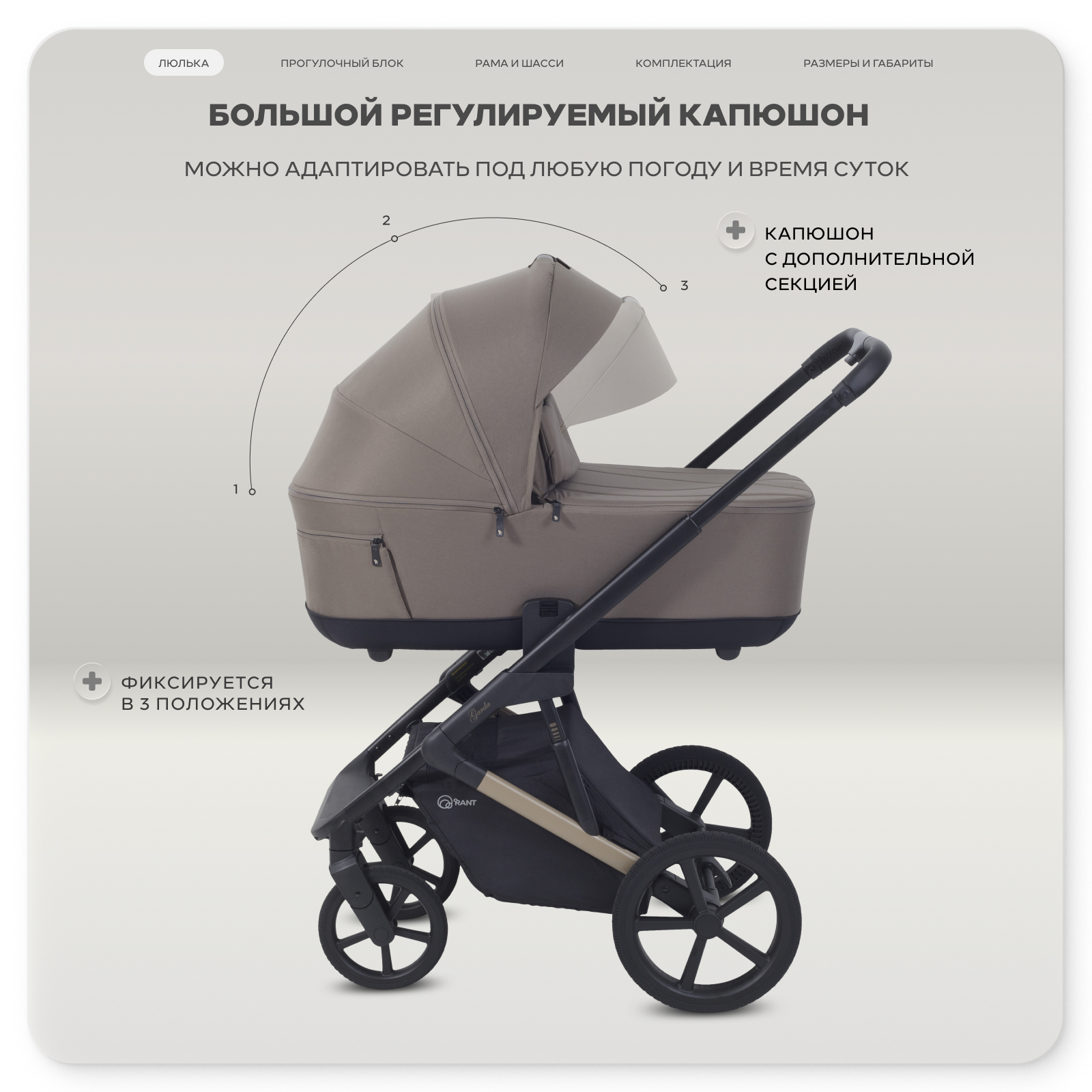 Коляска 2в1 Rant Garda коричневый - фото 5