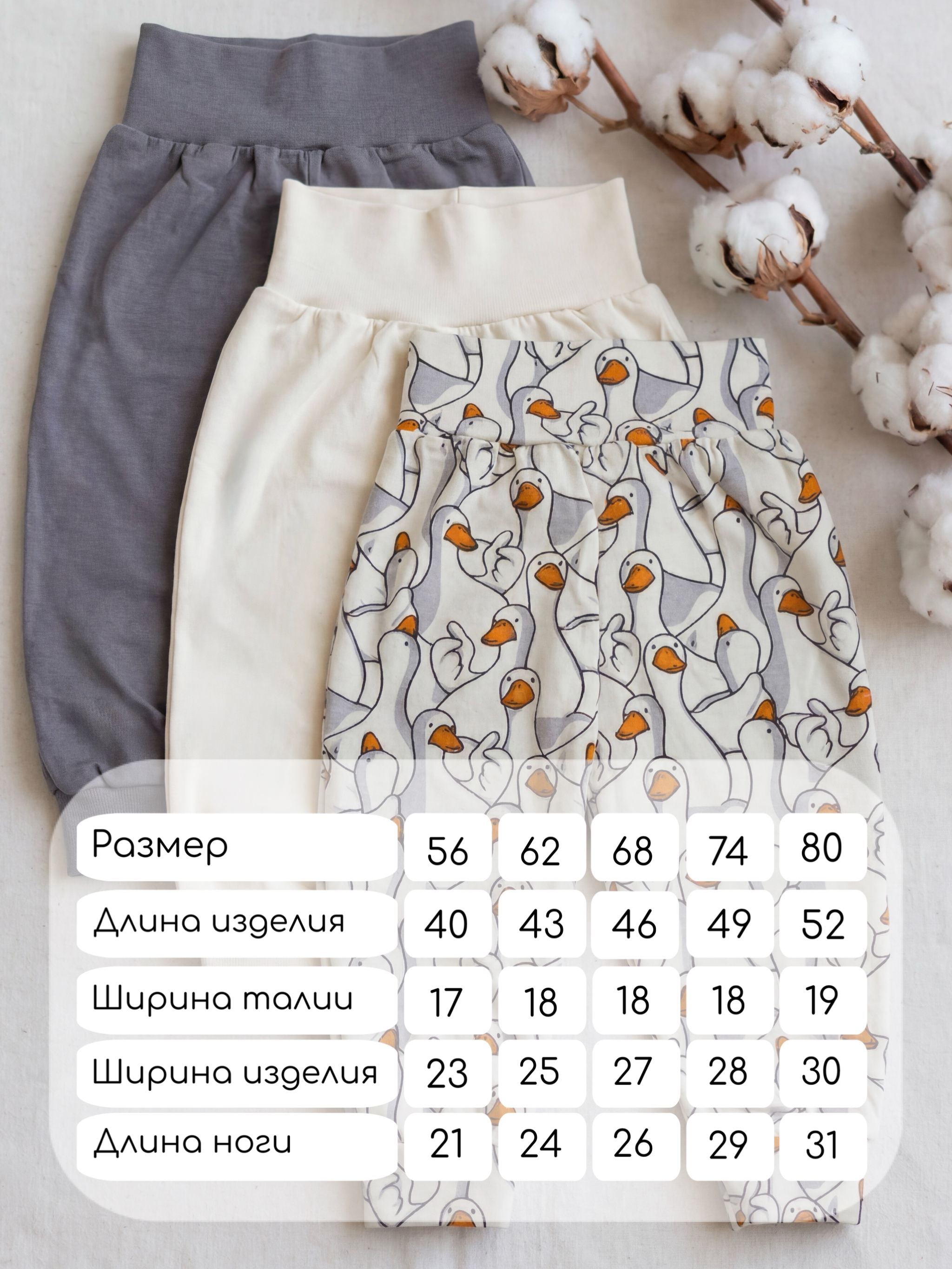 Штанишки 3 шт MIKO YUMI Bpants-гуси - фото 5