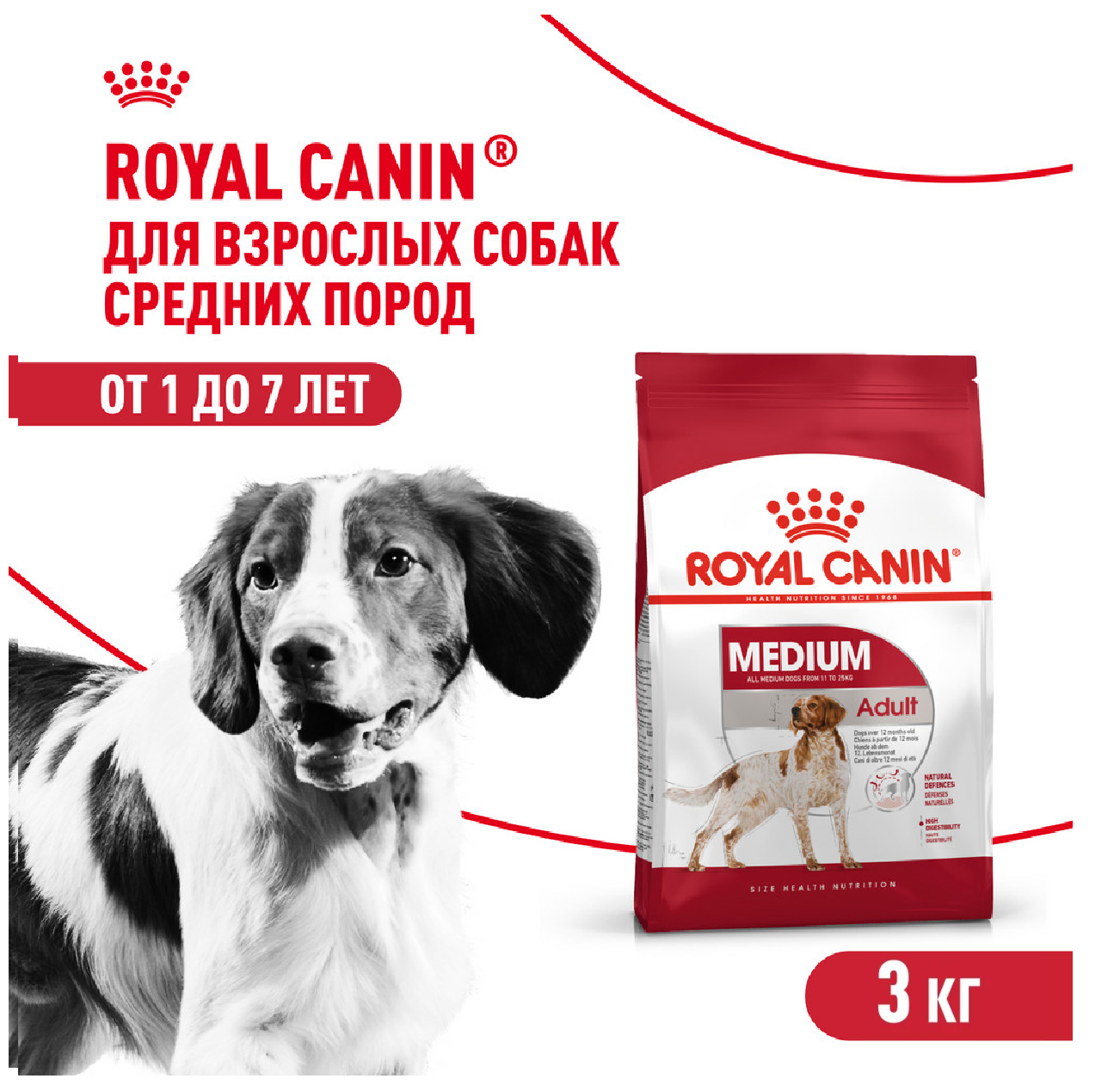 Корм для собак ROYAL CANIN средних пород 3кг - фото 1