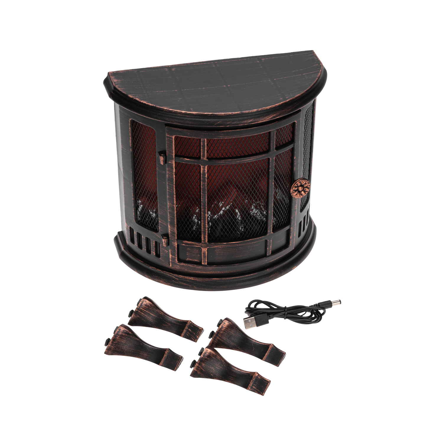 Светодиодный камин NEON-NIGHT «Винтаж-мини» с эффектом живого огня бронзовый - фото 16