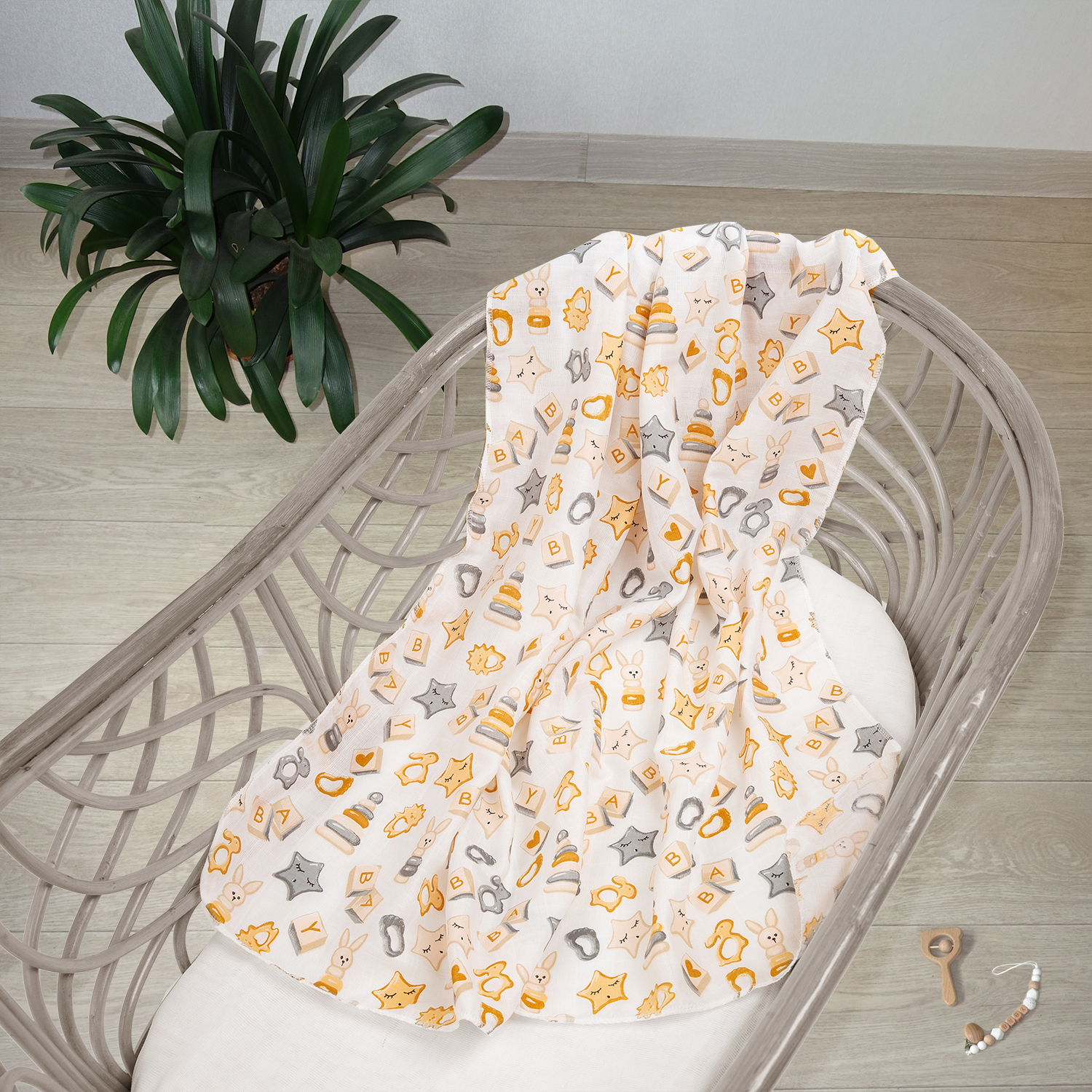 Пелёнка inlovery муслин 130x90 см 2 шт. - фото 24