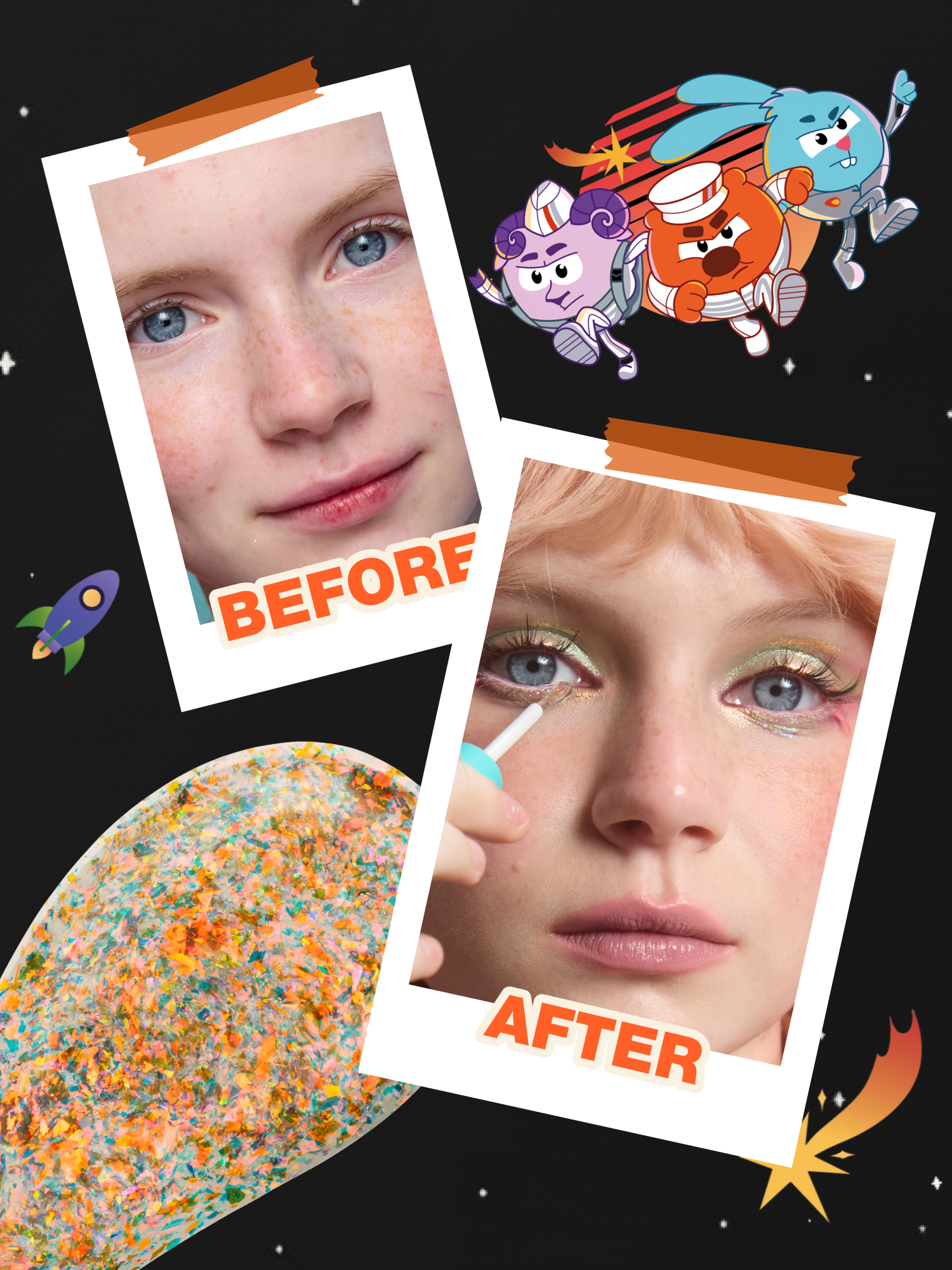 Глиттер для лица Beauty Bomb Смешарики тон 02 золото-зеленый 5мл - фото 6