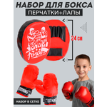 Набор для бокса Рыжий кот Спортсмен лапа 24 см перчатки красный