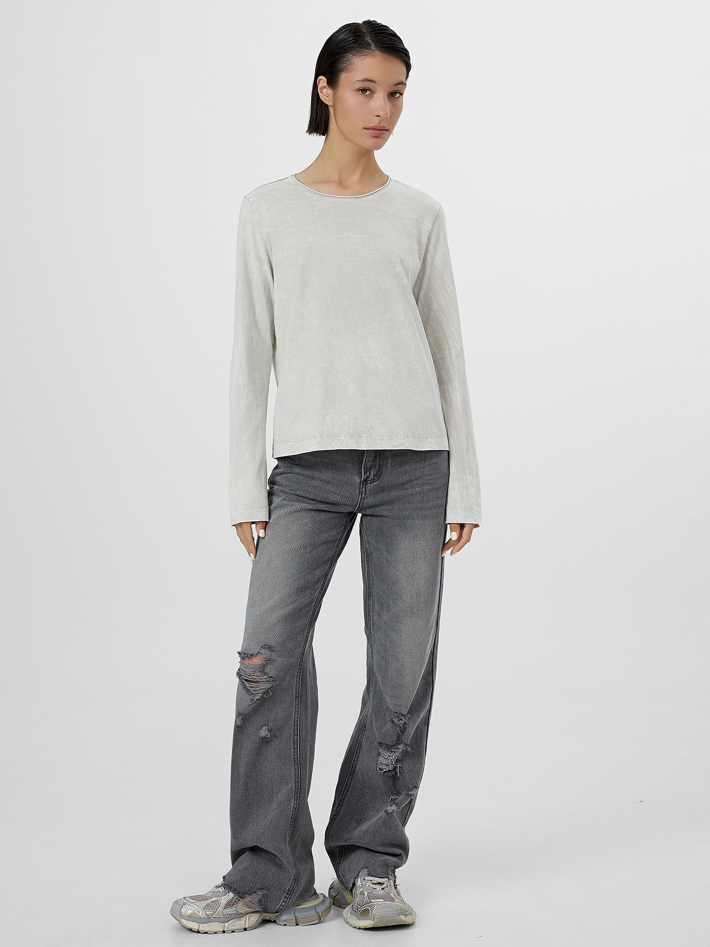 Лонгслив Mark Formelle (Марк Формэль) 122967/ACID WASH светлый - фото 3