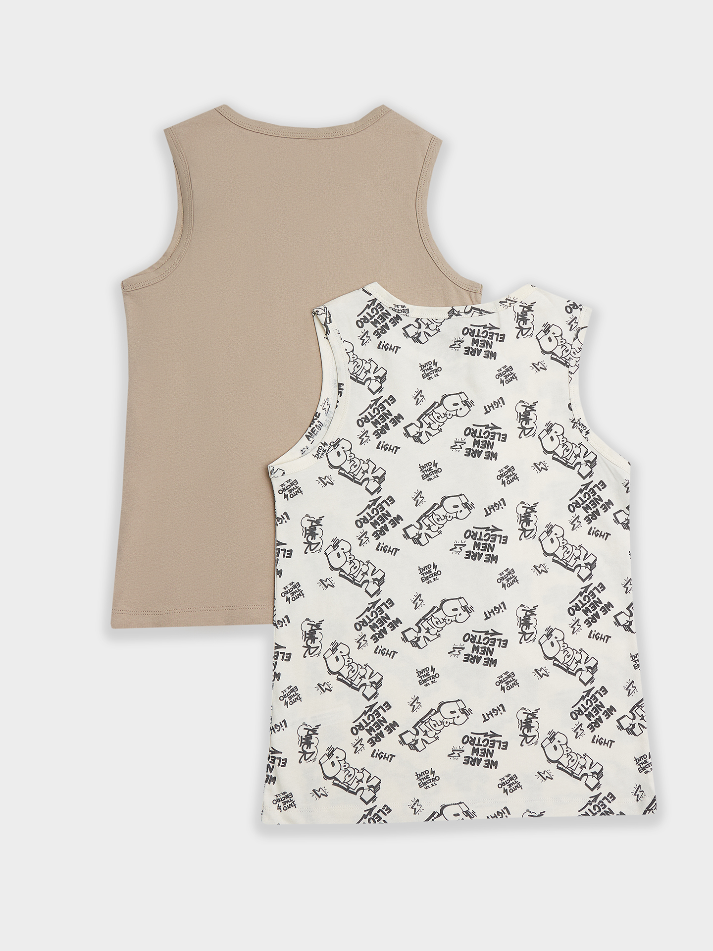 Майка 2 шт Mark Formelle (Марк Формэль) 423344-2/граффити на молочном +бежевый - фото 7