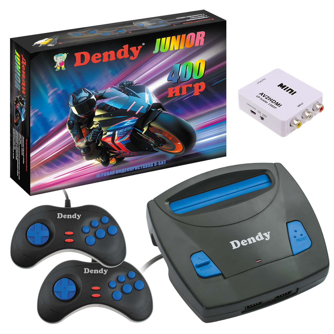 Игровая приставка Dendy Junior 400 + конвертер - фото 1