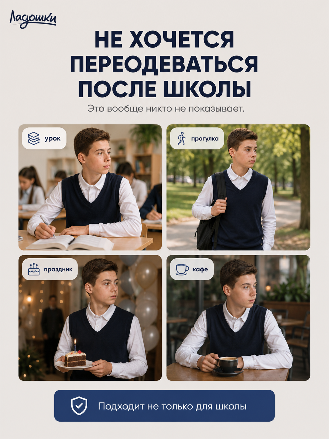 Джемпер ЛАДОШКИ Джемпер-обманка Стив-1 синий - фото 10