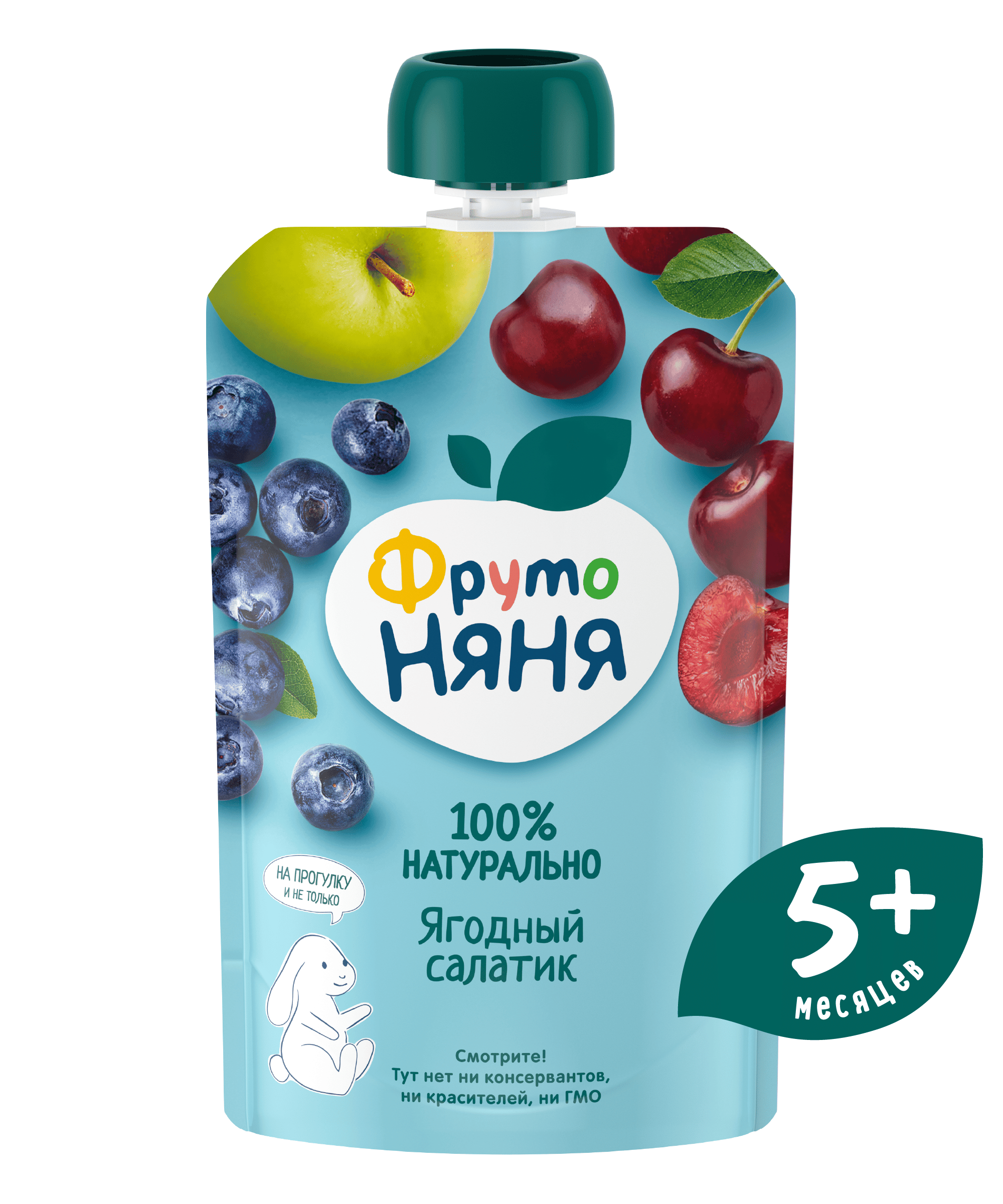 Пюре ФрутоНяня Яблоко-черешня-вишня с 6 мес 90 г - фото 1