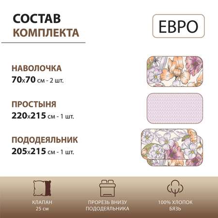 Комплект постельного белья Спал Спалыч Анемоны евро 6129-1+6130а-2